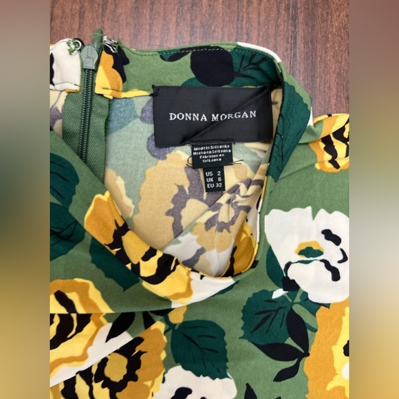 Donna Morgan Garden Floral Midi Dress Size 2 Wrap Front Asymmetrical Hem Spring - Picture 5 of 16